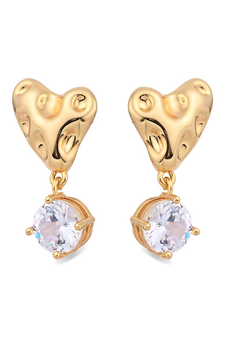 Catherine Heart Drop Earrings, Alternate, color, GOLD