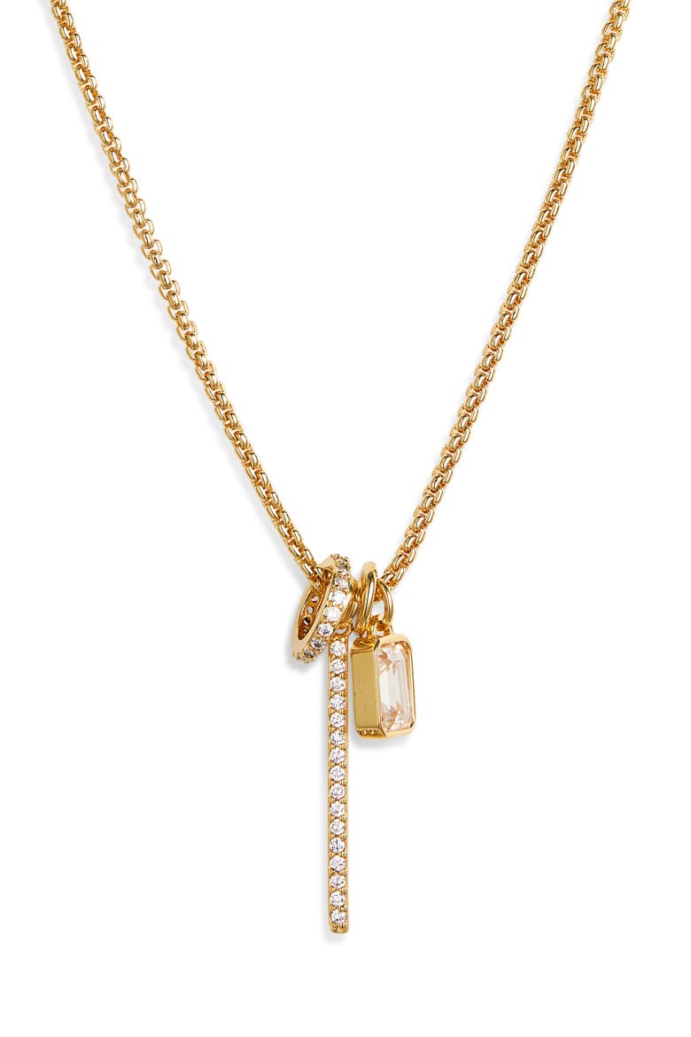 Pavé Charm Cluster Necklace, Main, color, CLEAR- GOLD