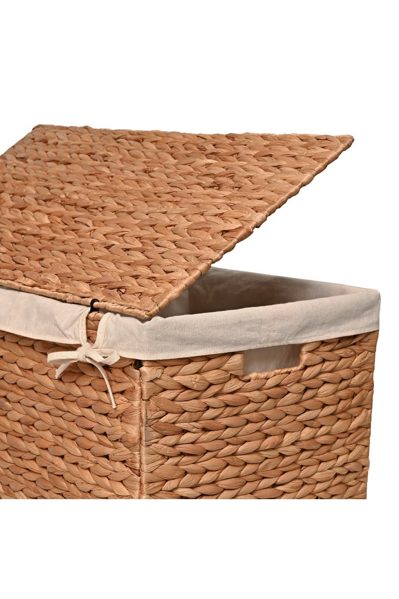 Sawyer Classic Farmhouse Hand-Woven Hyacinth 2-Section Collapsible Laundry Hamper with Washable Liner, Handles, and Lid, Alternate, color, Natural