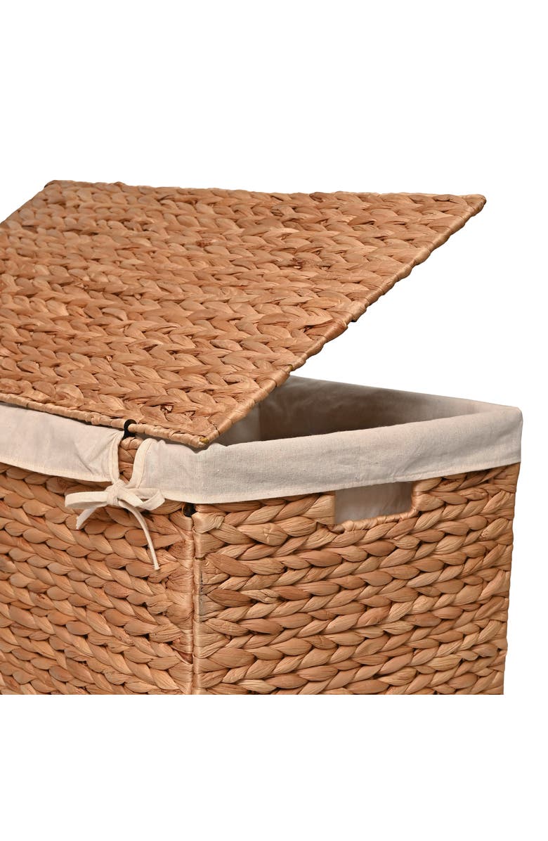 HAPPIMESS Sawyer Classic Farmhouse Hand-Woven Hyacinth 2-Section Collapsible Laundry Hamper with Washable Liner, Handles, and Lid, Alternate, color,