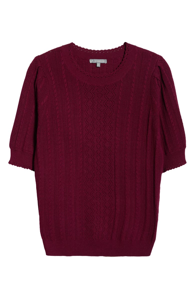 Wit & Wisdom Pointelle Elbow Sleeve Sweater, Alternate, color, Wild Plum