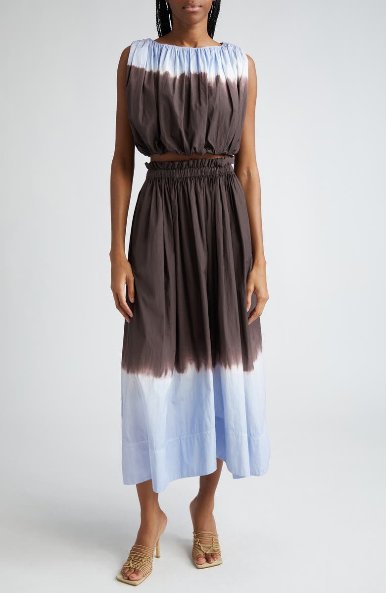 A.L.C. Nell Strapless Ombré Cotton Crop Top, Alternate, color, Sky Blue/ Fudge