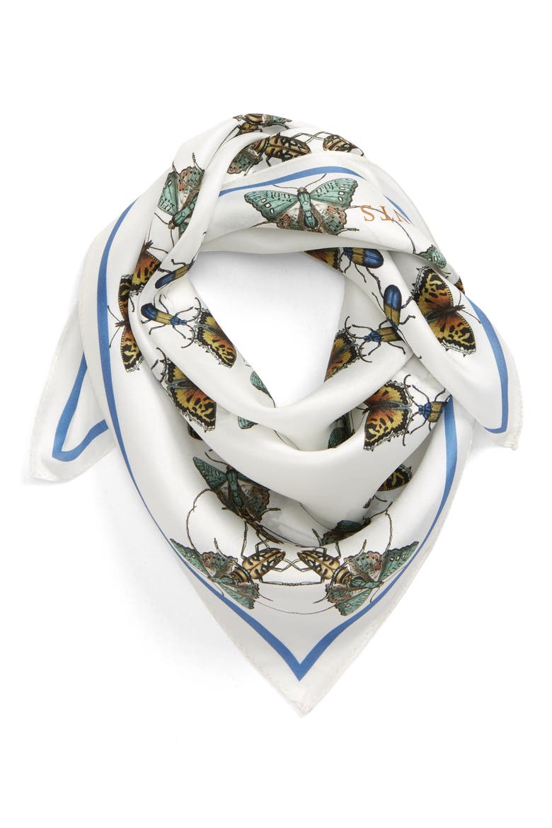 Paradise Insect Print Silk Bandana, Main, color, MULTI