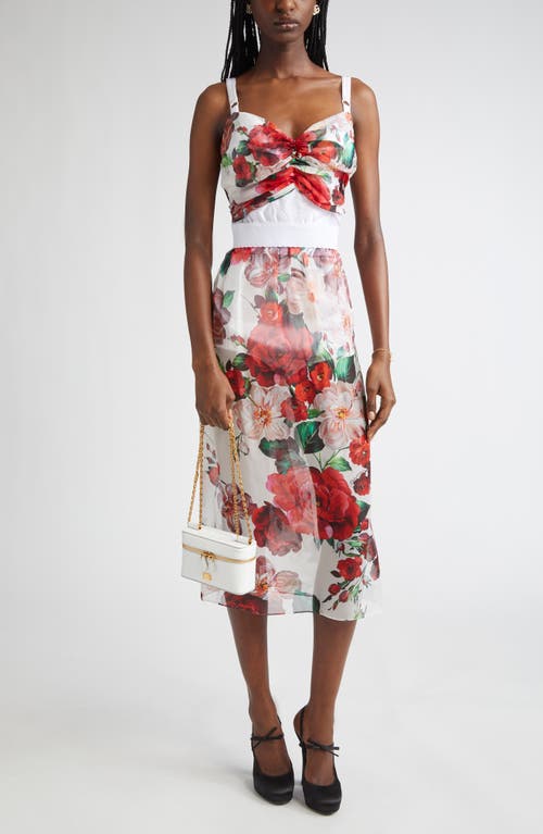 Dolce & Gabbana Multicolor Skirt With All-over Floral Motif In Silk Woman In Ha5pd B.rose Antiche F.bco