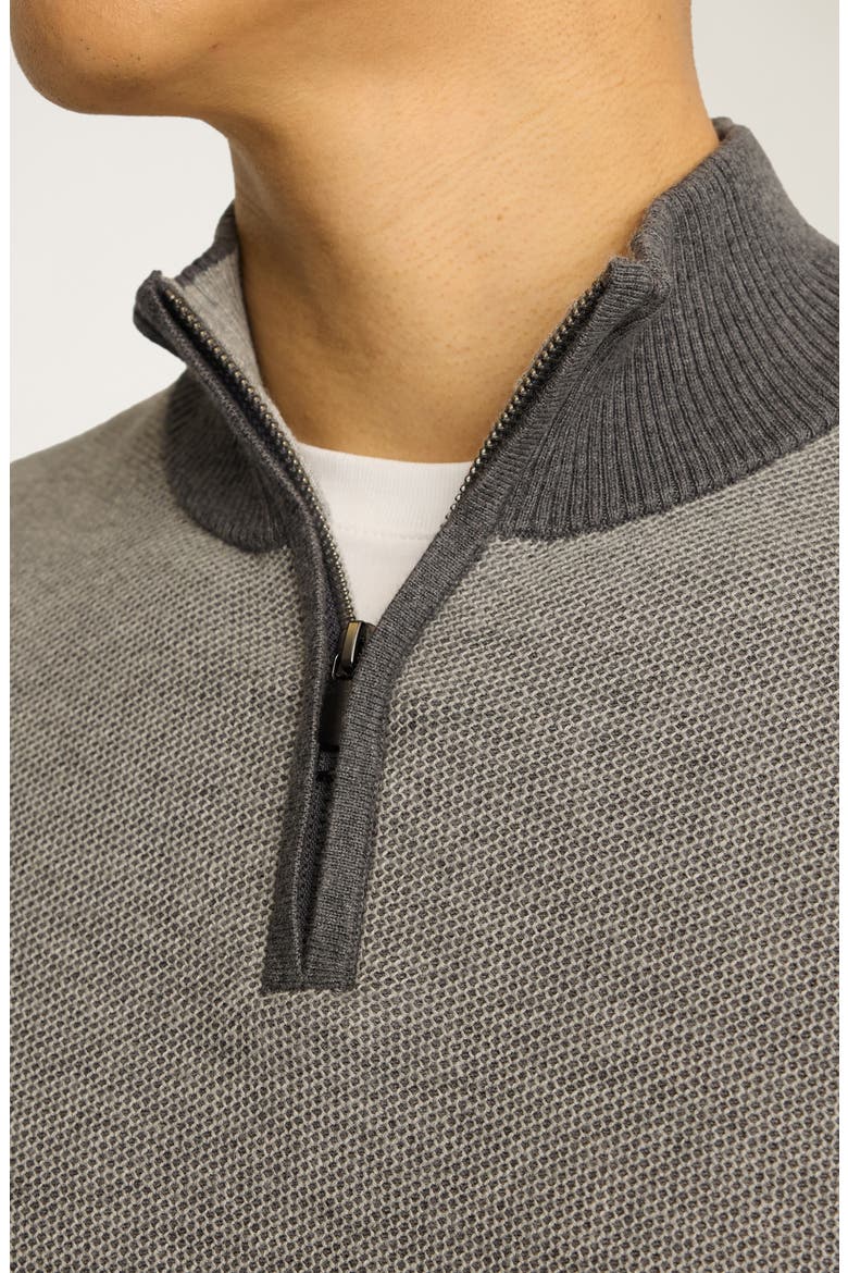 Honeycomb Cotton & Cashmere Quarter Zip Sweater, Alternate, color, ASHES GC FLANNEL GC
