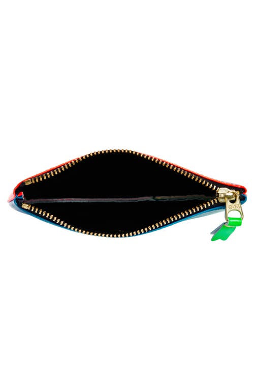 Comme Des Garçons Super Fluo Leather Line Zip Pouch In Multi