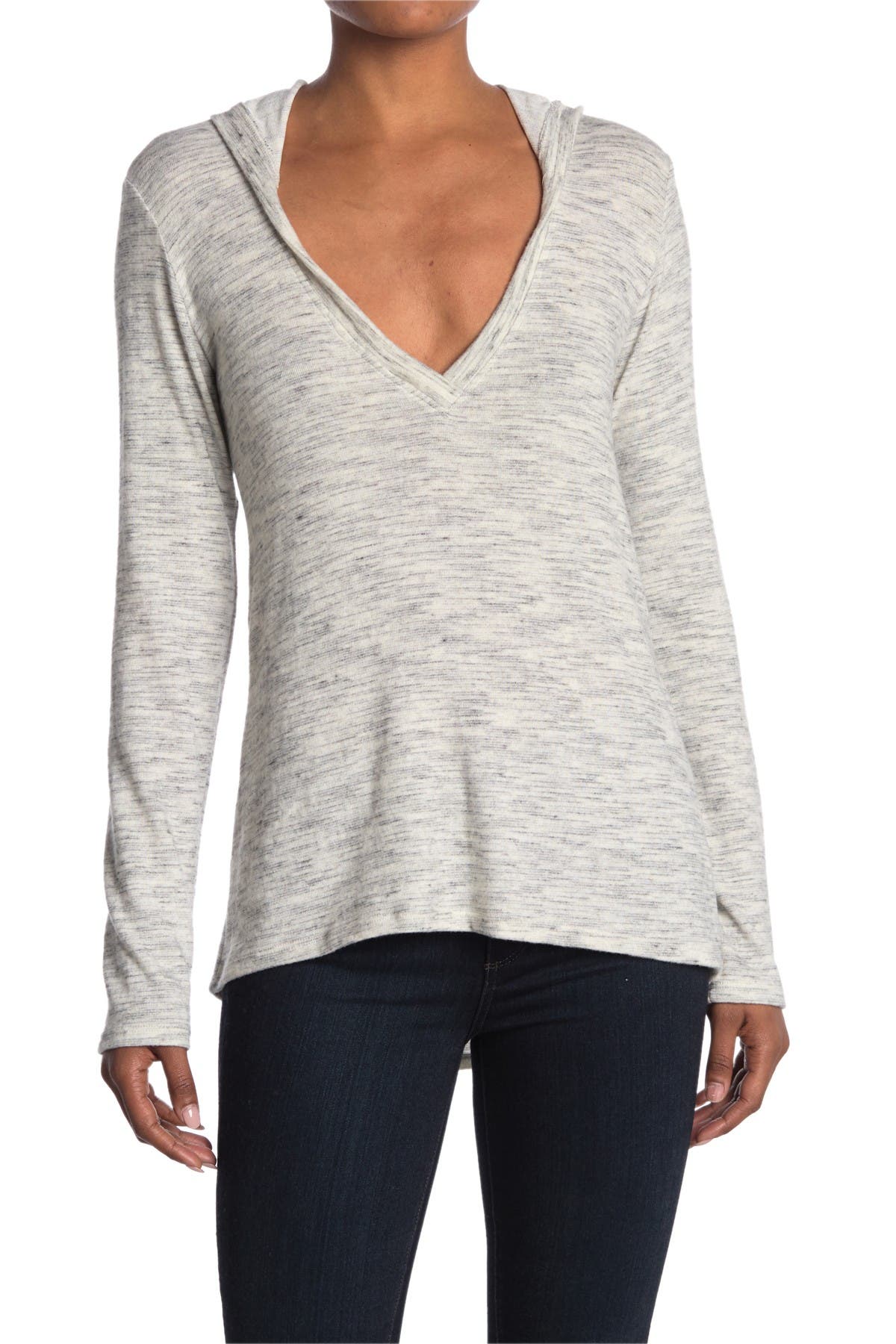 Deep V-Neck Hooded Top - image 3
