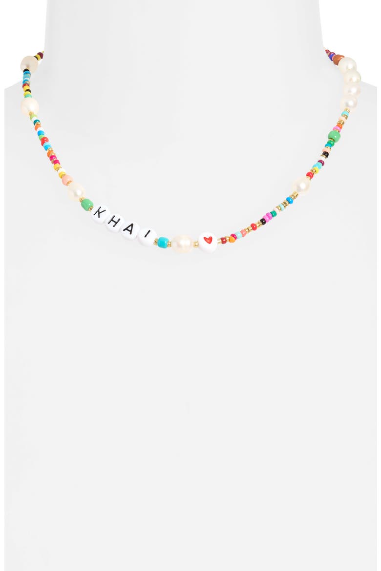Rainbow and Cultured Pearl Beaded Necklace, Alternate, color, GOLD