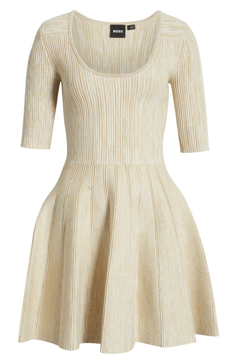 BOSS Frankina Rib Fit & Flare Dress, Alternate, color, 