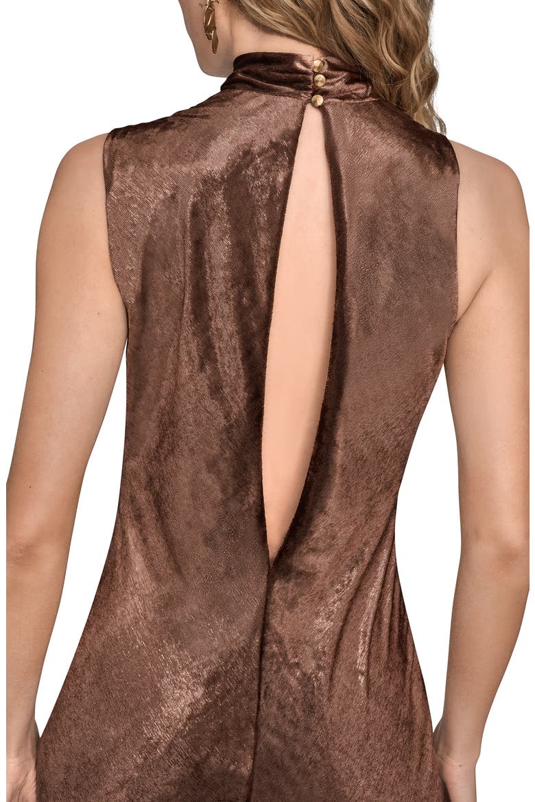 Sleeveless Satin Gown, Alternate, color, OXBLOOD
