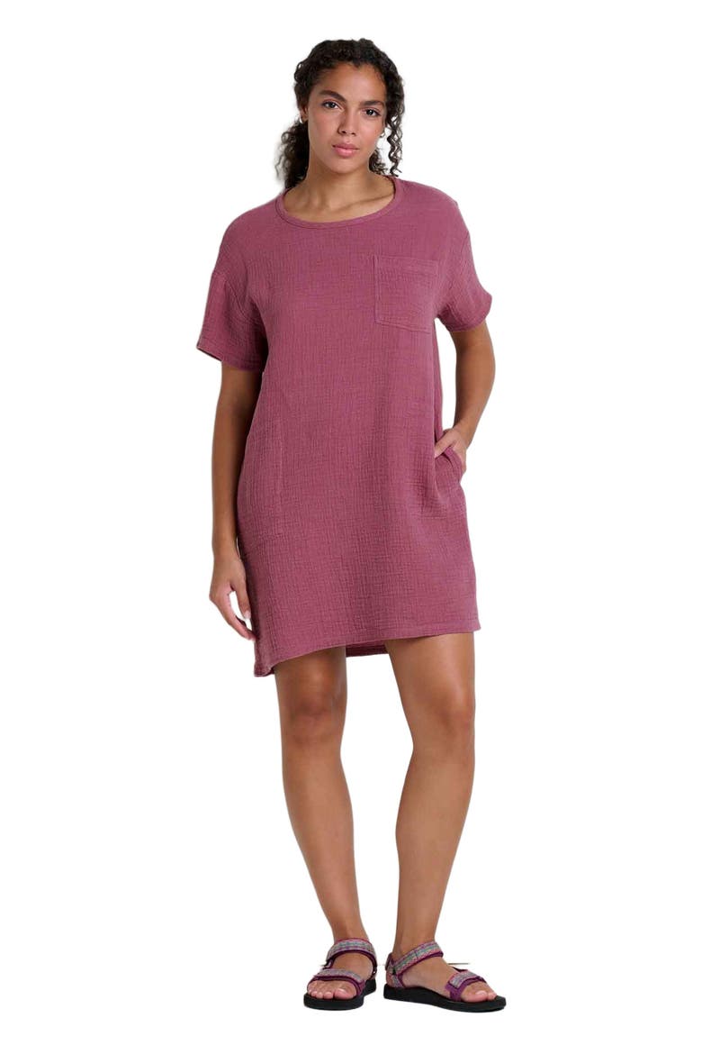 Tate Double Weave Short Sleeve Dress, Alternate, color, Wild Ginger