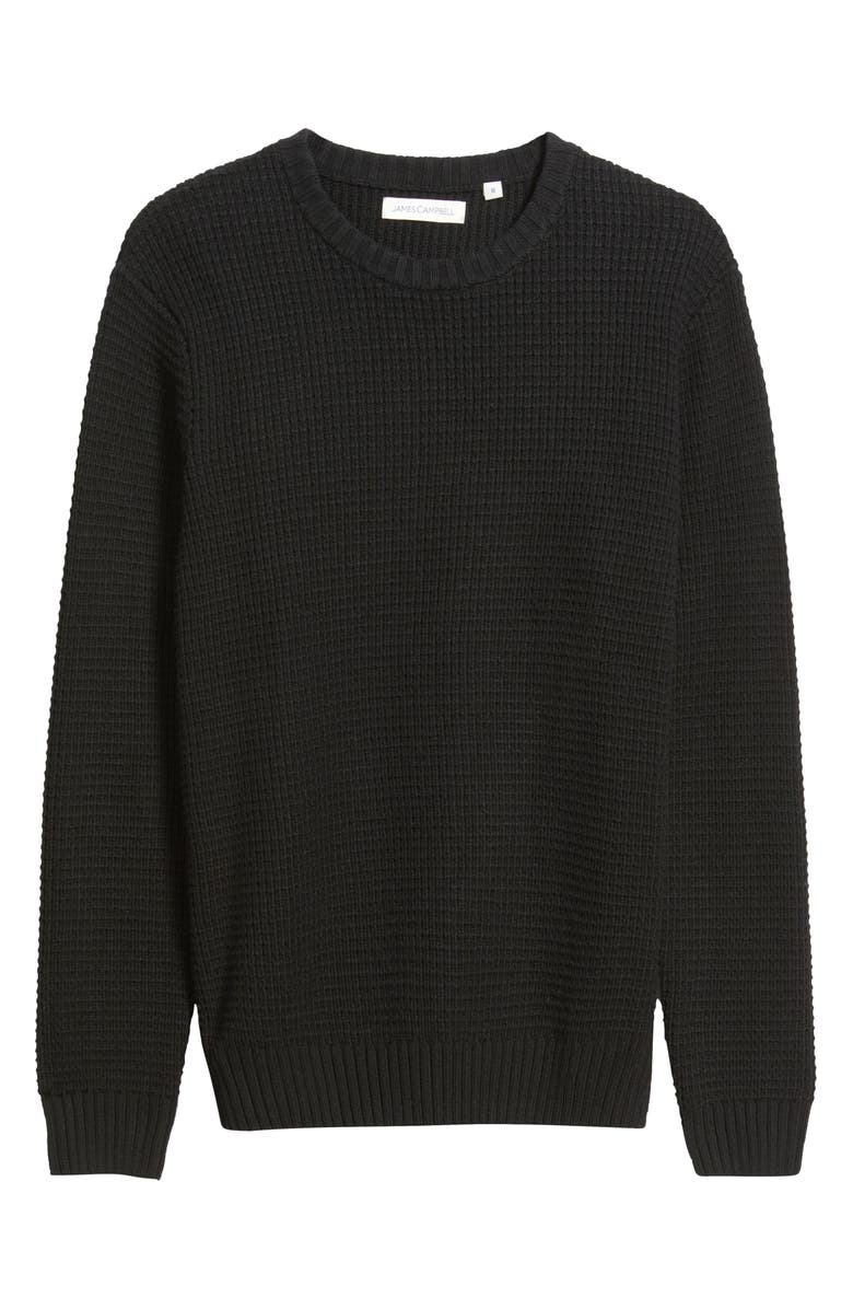 James Campbell Laggan Waffle Stitch Crewneck Sweater, Alternate, color, Black