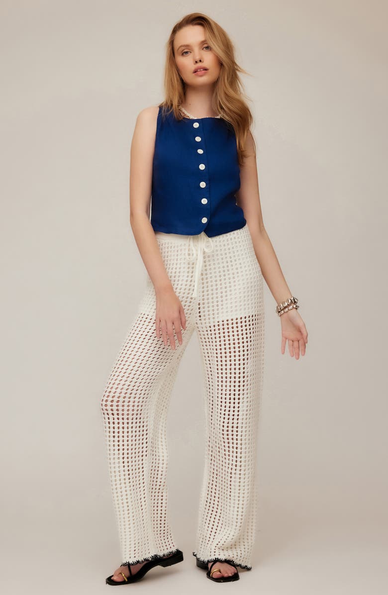 FIFTEEN TWENTY Elis Linen Button-Up Top, Alternate, color, Sea