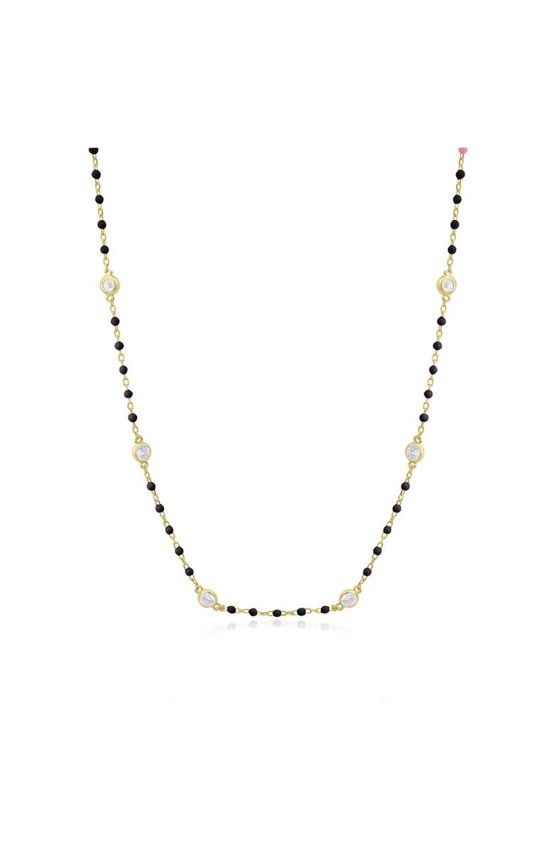 The Lovery Fine Jewelry Black Bead CZ Chain Necklace, Main, color, Black