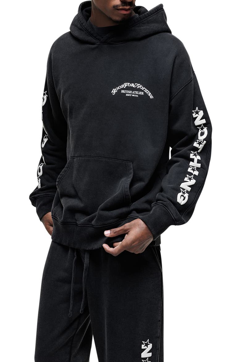 Liberty Washed Zip Hoodie, Alternate, color, BLACK