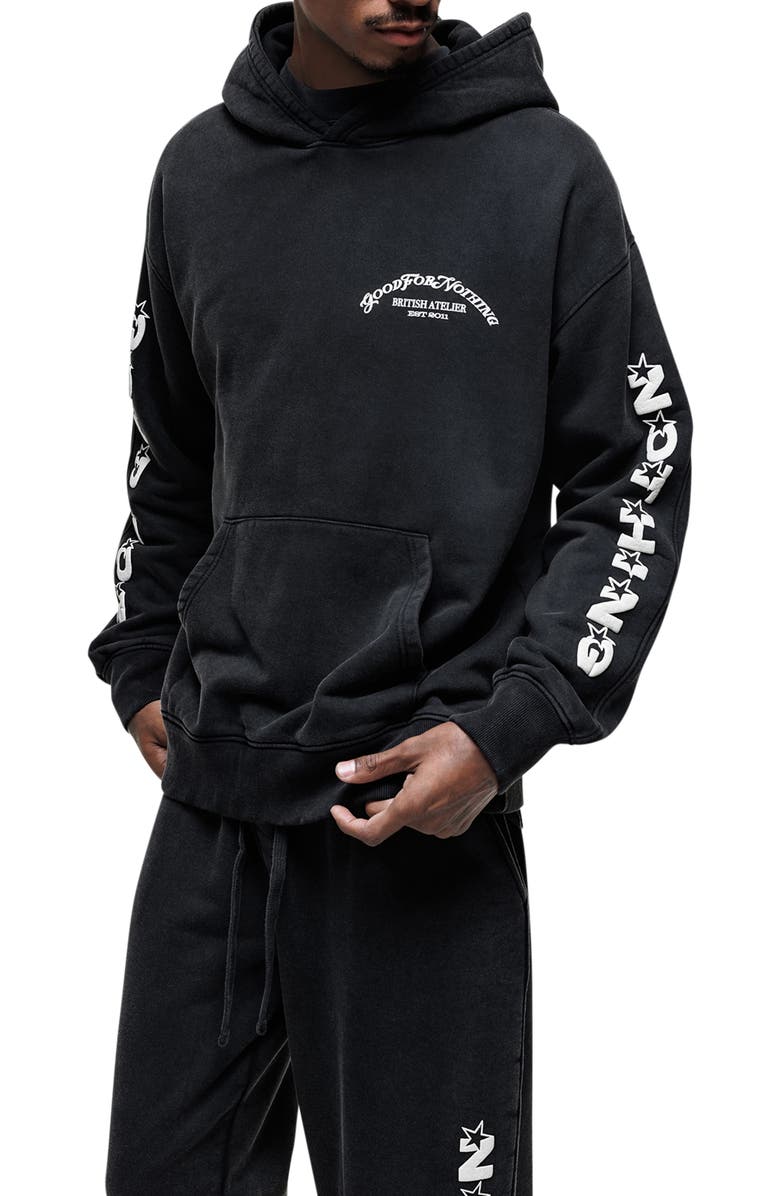 Good For Nothing Liberty Washed Zip Hoodie, Alternate, color, Black