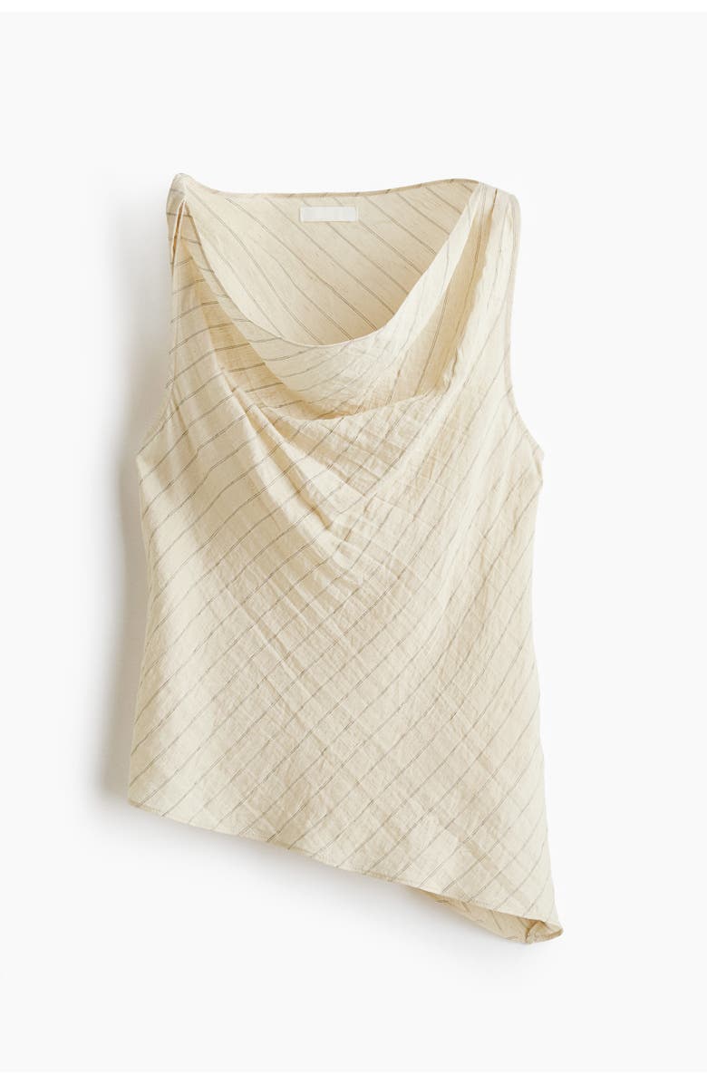 H&M Asymmetric Cowl-neck Top, Main, color, Beige/Striped