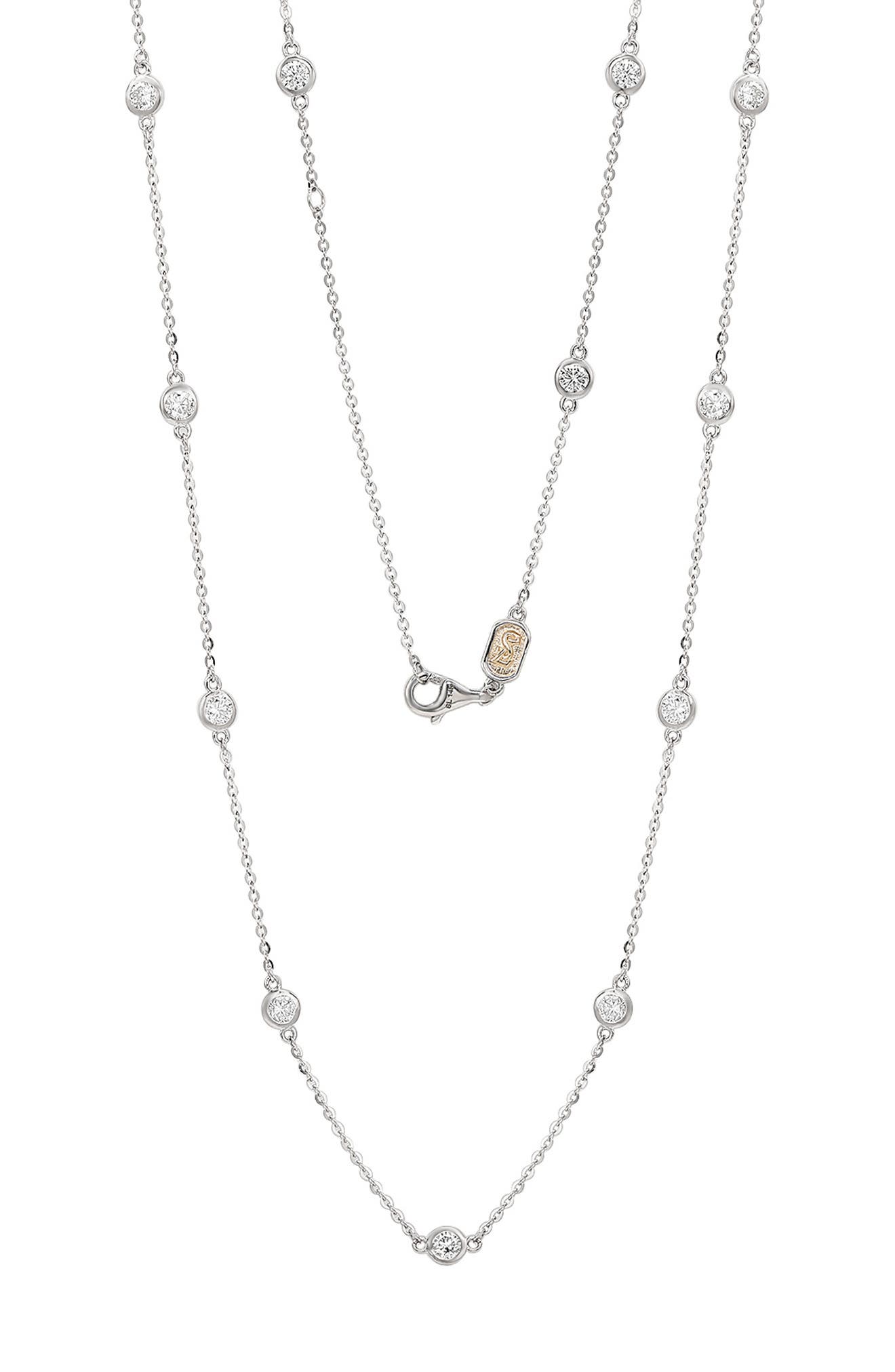 14K Gold Diamond Station Chain Necklace - 0.80ct.