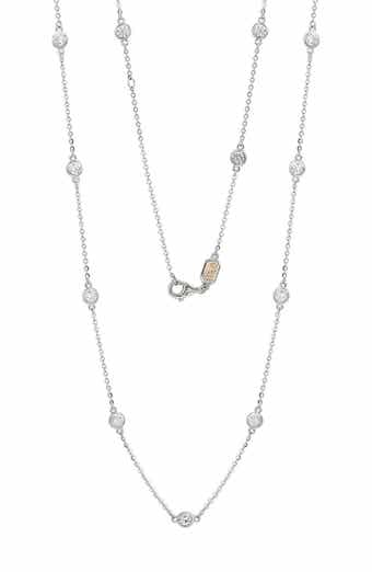 14K Gold Diamond Station Chain Necklace - 0.80ct.