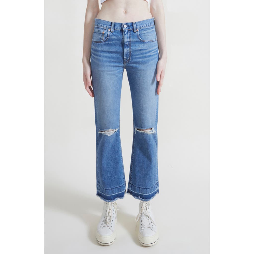 Denimist Jaclyn Ripped Ankle Slim Kick Flare Jeans In Blue