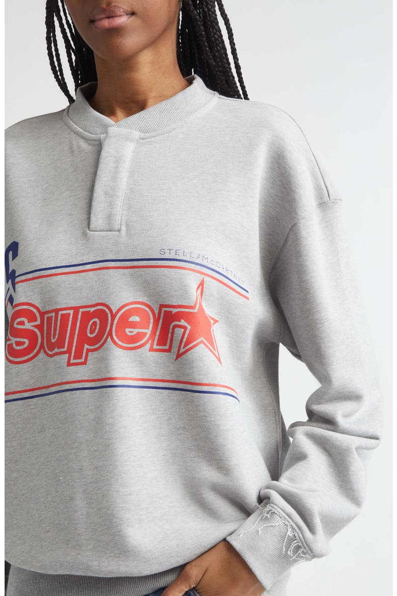 Superstar Graphic Polo Sweatshirt, Alternate, color, GREY MELANGE