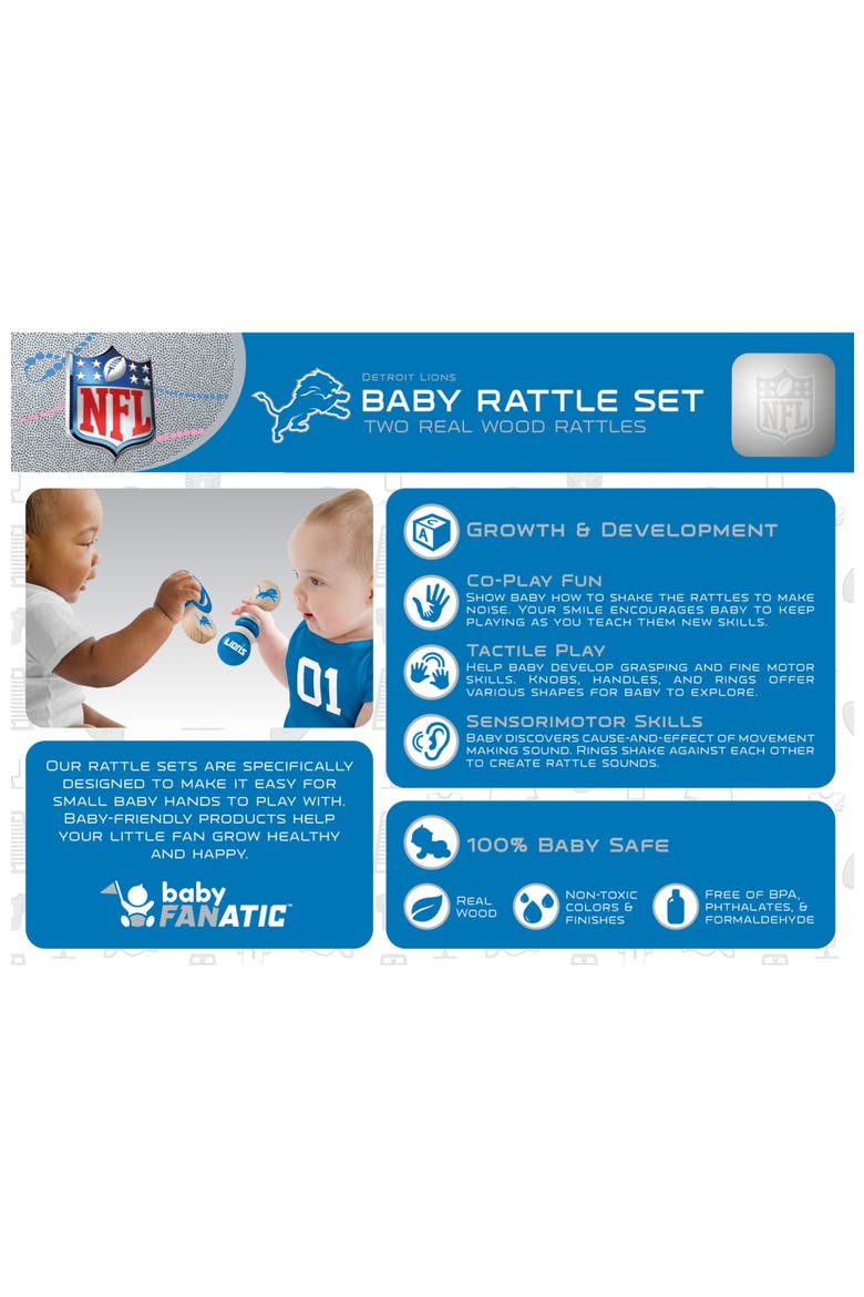Detroit Lions Baby Rattles 2-Pack, Alternate, color, Multicolor