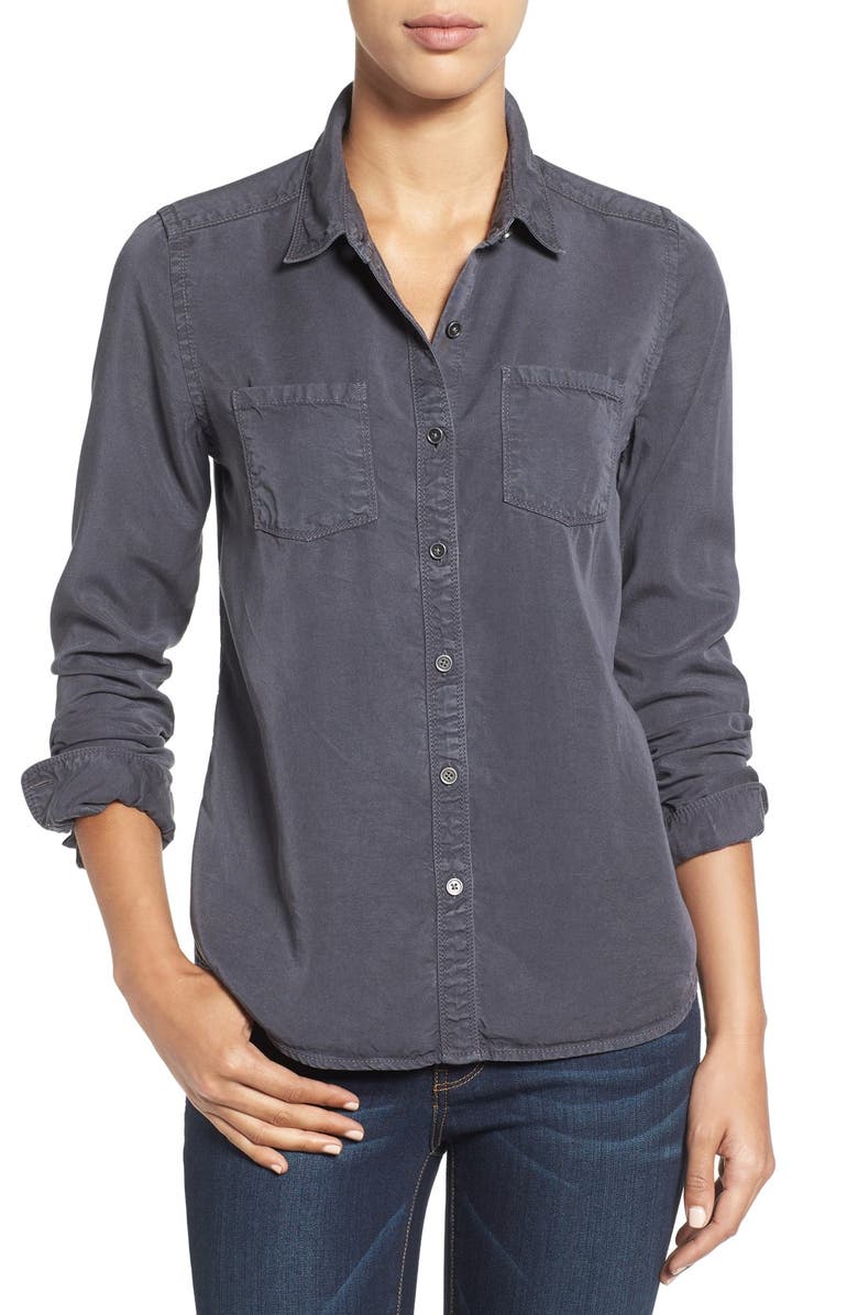 Caslon<sup>®</sup> Long Sleeve Denim Shirt, Main, color,