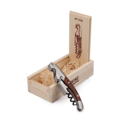 Twine Wooden Handled Double-hinged Corkscrew In Wood
