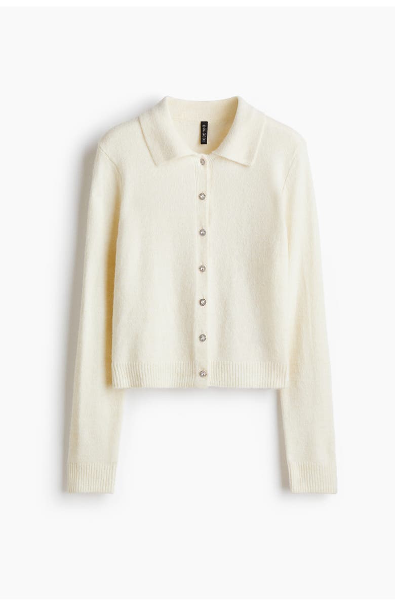 H&M Collared Cardigan, Main, color, Cream