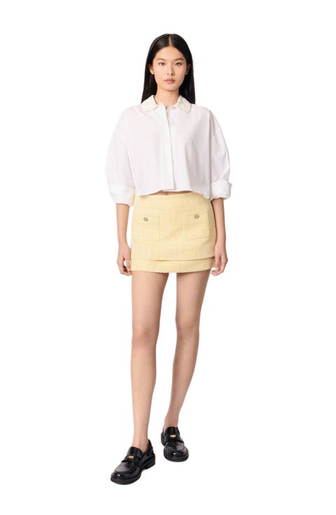 【THE MOZZ】[Premium] Jenner Tweed Skirt Metallic Tweed Mini Skirt | Michael Kors [US]