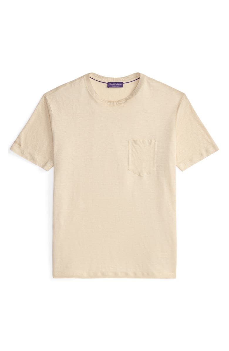 Ralph Lauren Purple Label Linen Jersey Pocket T-Shirt, Alternate, color, Limestone