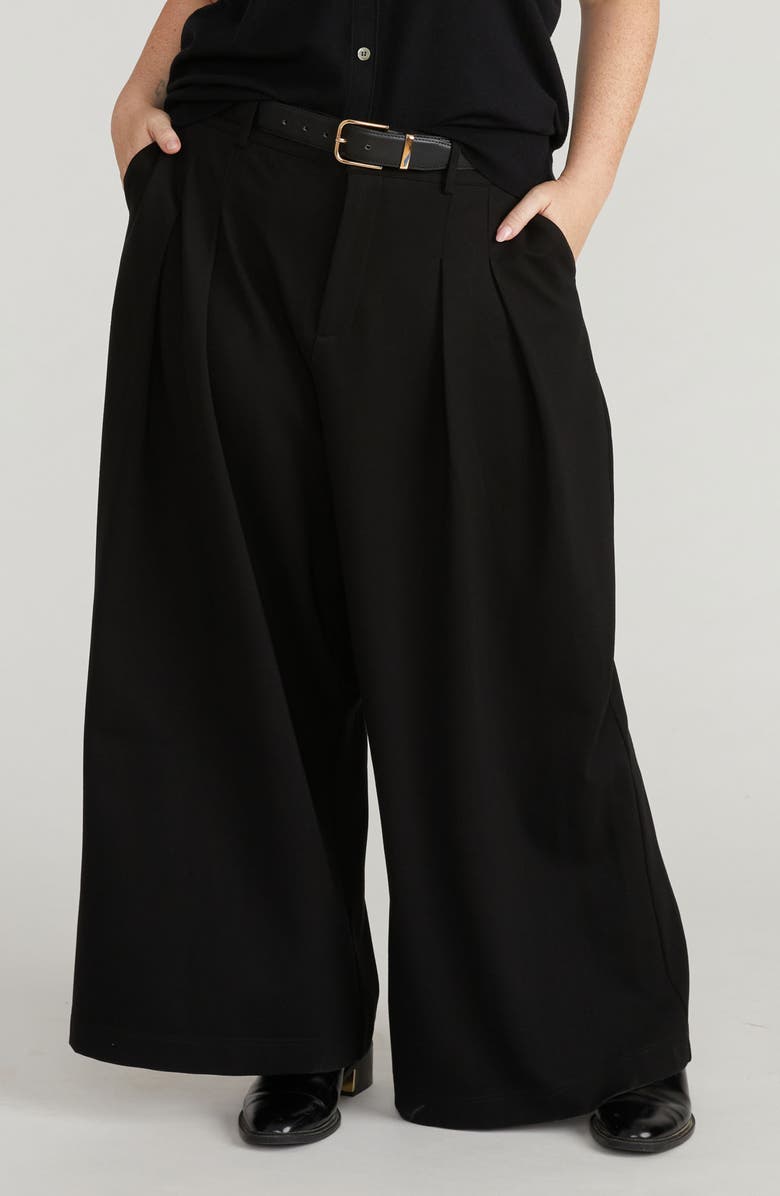 Universal Standard Palais Ponte Wide Leg Pants, Main, color, Black