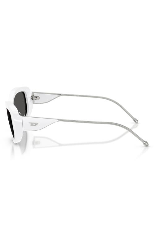Diesel ® Geck-d 54mm Oval Sunglasses In Shiny White/dark Grey