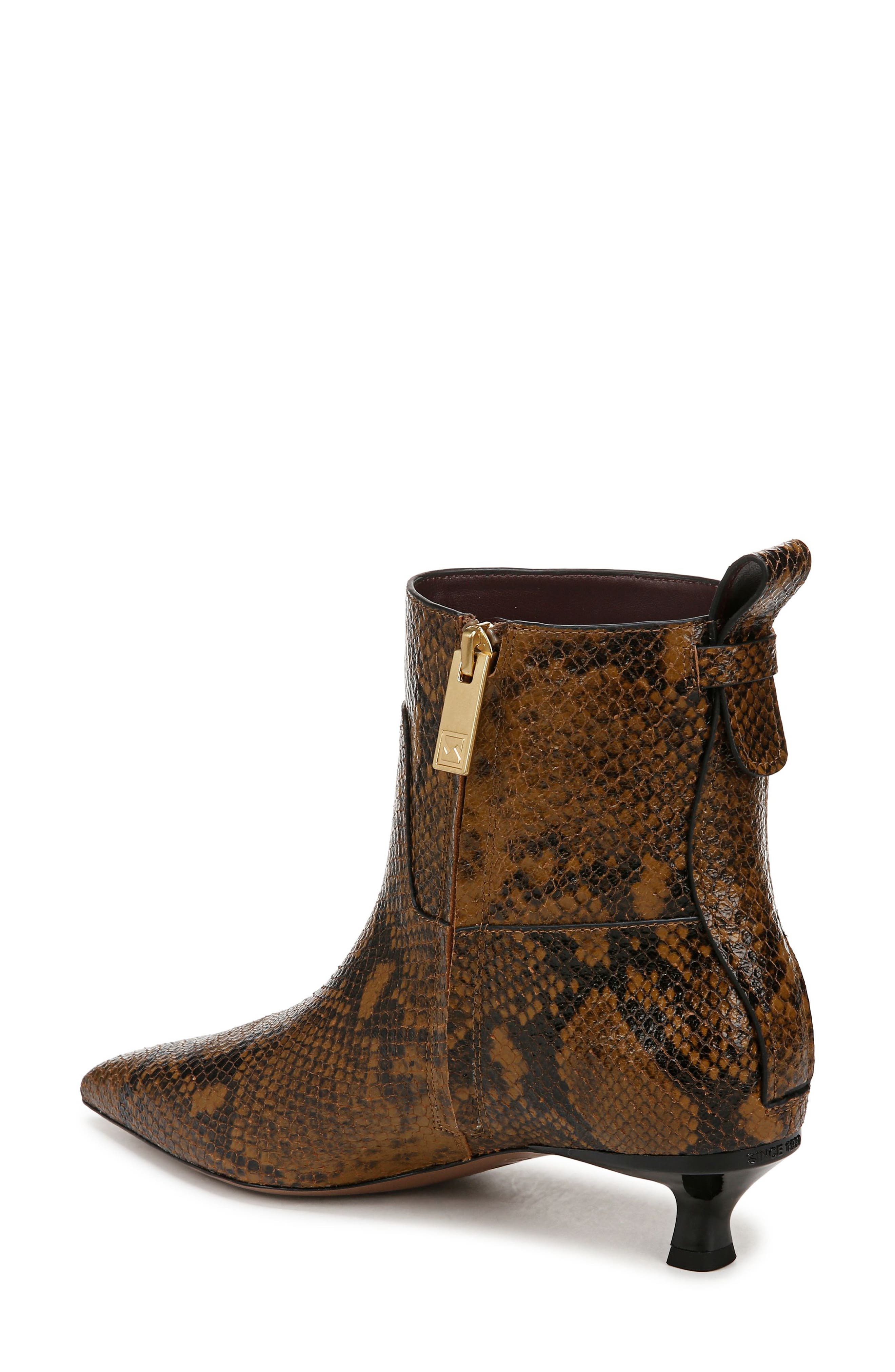 Mala Pointed Toe Kitten Heel Bootie, Alternate, color, BROWN SNAKE PRINT