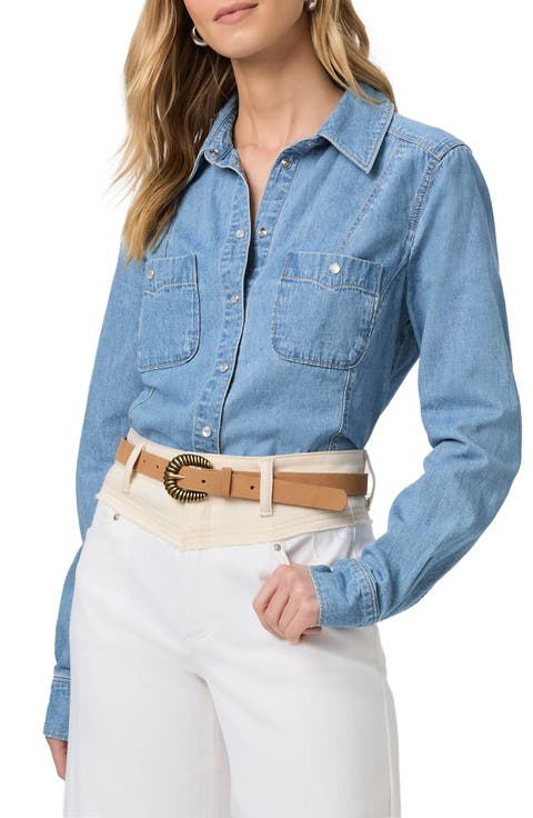 Devika Cotton & Linen Blend Snap-Up Shirt