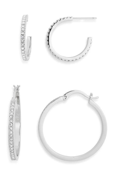 Set of 2 Cubic Zirconia Hoop Earrings