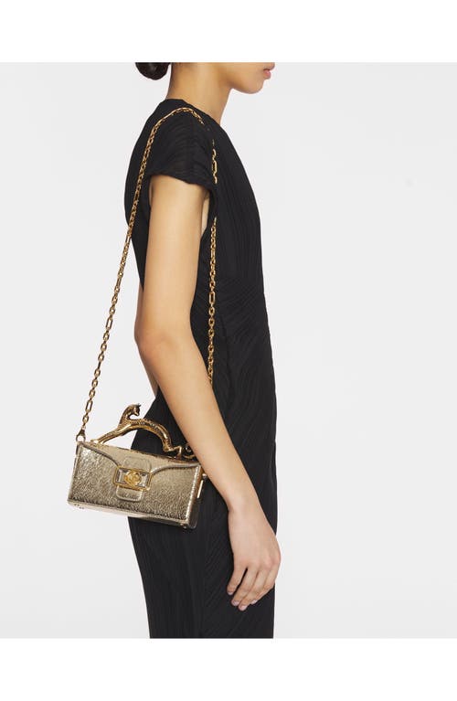 Lanvin Nano Pencil Cat Bag In Crackled Metallic Leather In Gold
