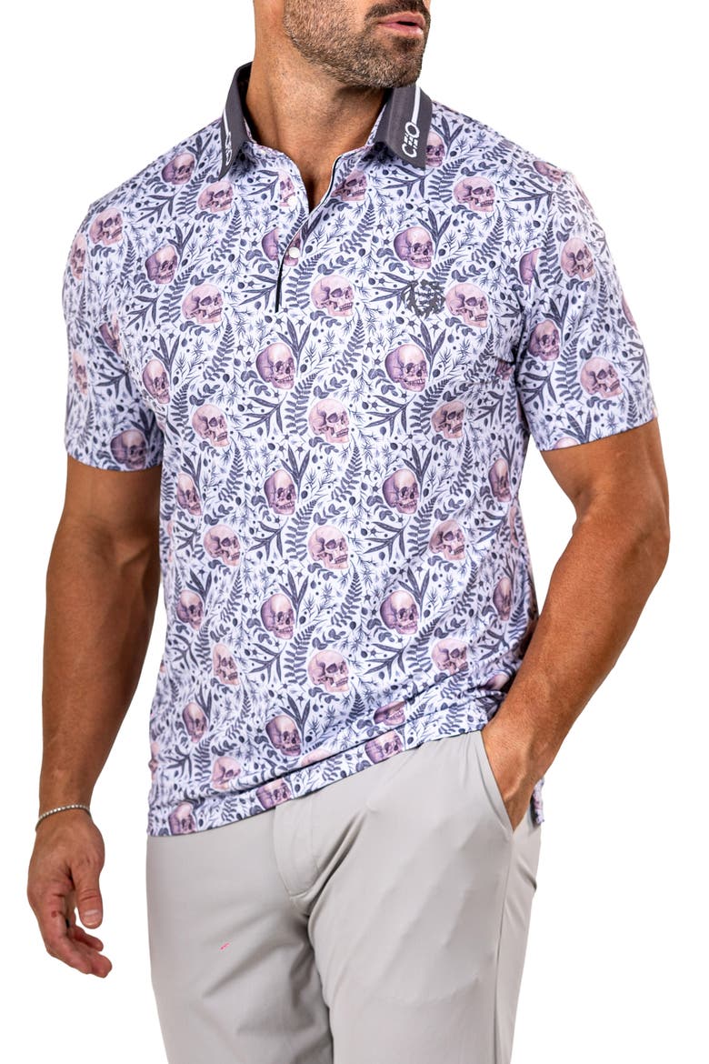 Martyr0011 Print Golf Polo, Alternate, color, WHITE