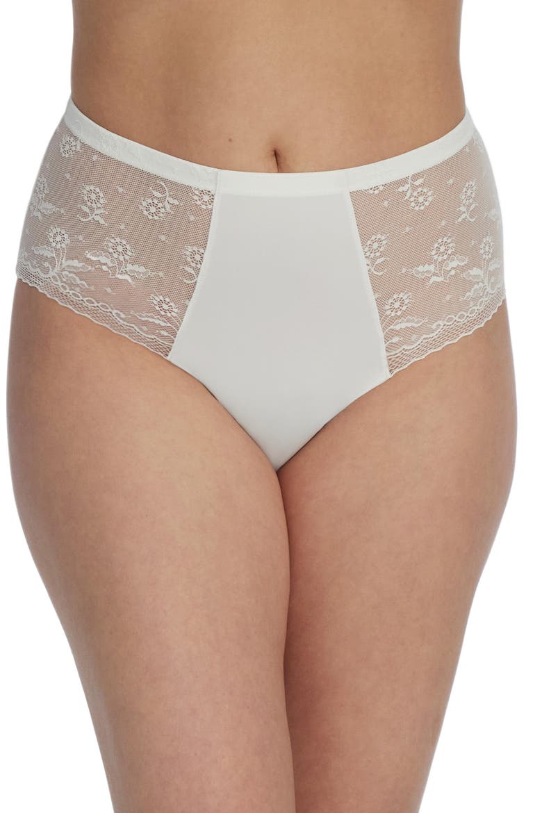 Lacy High Waist Briefs, Main, color, White