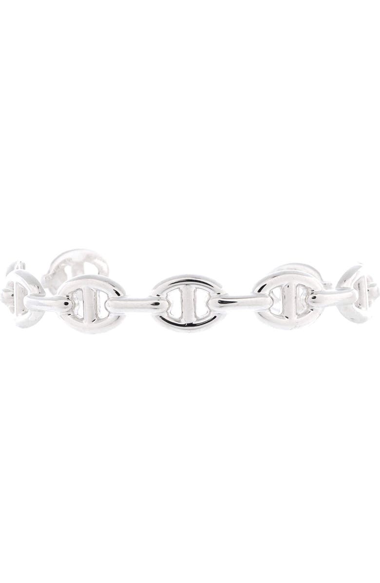 Pre-Owned Hermes Chaine d'Ancre Enchainee Cuff Bracelet Sterling Silver Medium, Main, color, Silver