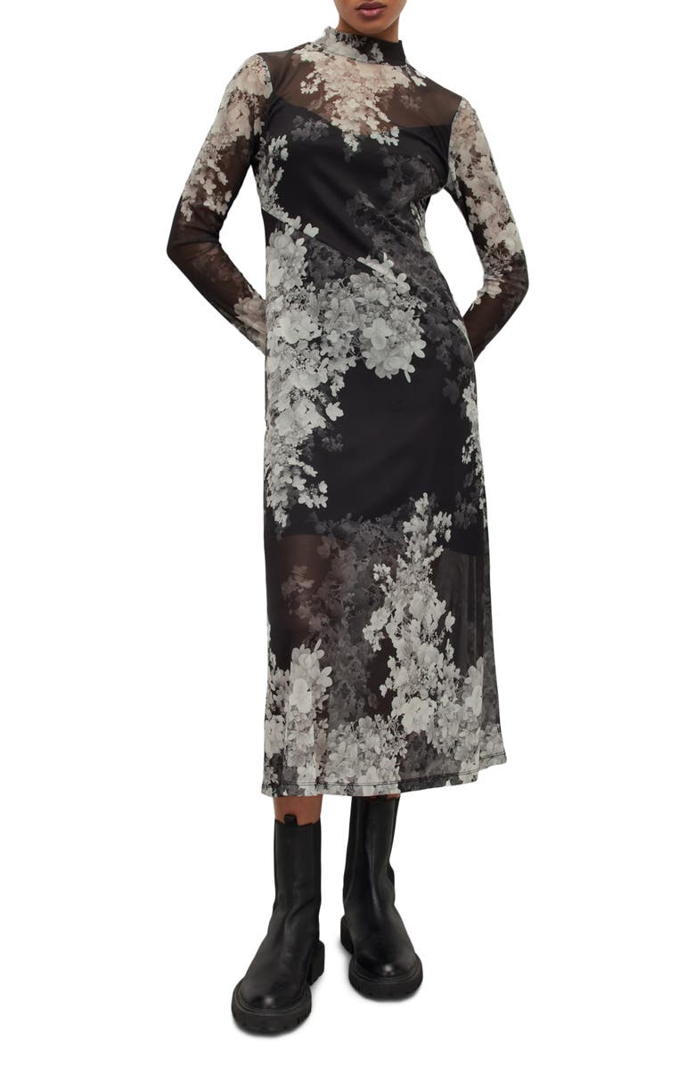 AllSaints Hanna Venetia Long Sleeve Midi Dress, Alternate, color, 