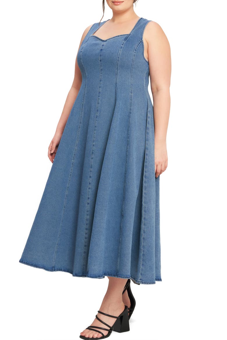 Denim Maxi Dress, Alternate, color, MEDIUM INDIGO