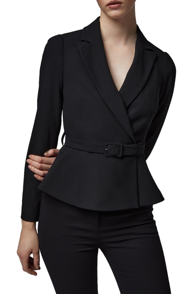 LK Bennett Nina Belted Peplum Blazer, Main, color, 
