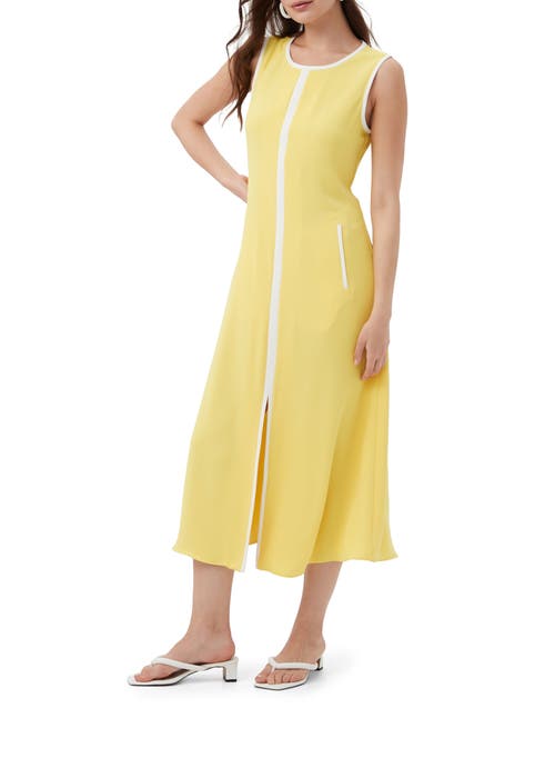 Trina Turk Magnifique Front Slit Midi Dress In Lavandou Lemon