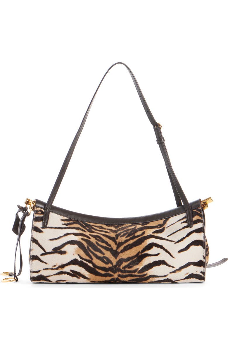 Alaïa Medium Le Click Tiger Print Genuine Calf Hair East/West Shoulder Bag, Alternate, color, Naturel