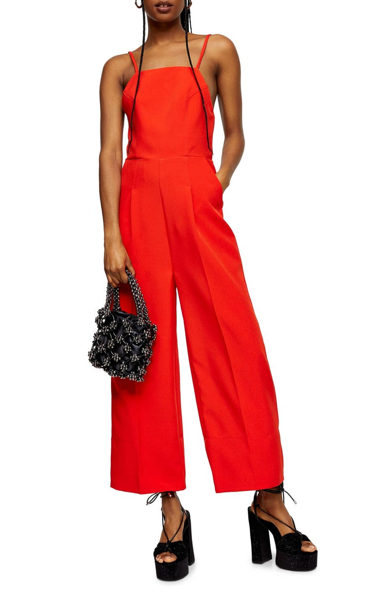 Topshop Strappy Back Wide Leg Jumpsuit, Main, color,