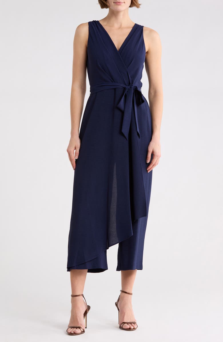 Connected Apparel Wrap Jumpsuit, Main, color, Navy