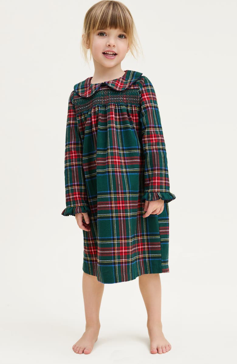 Petite Plume Kids' Eloise Brushed Twill Nightgown, Alternate, color, Green