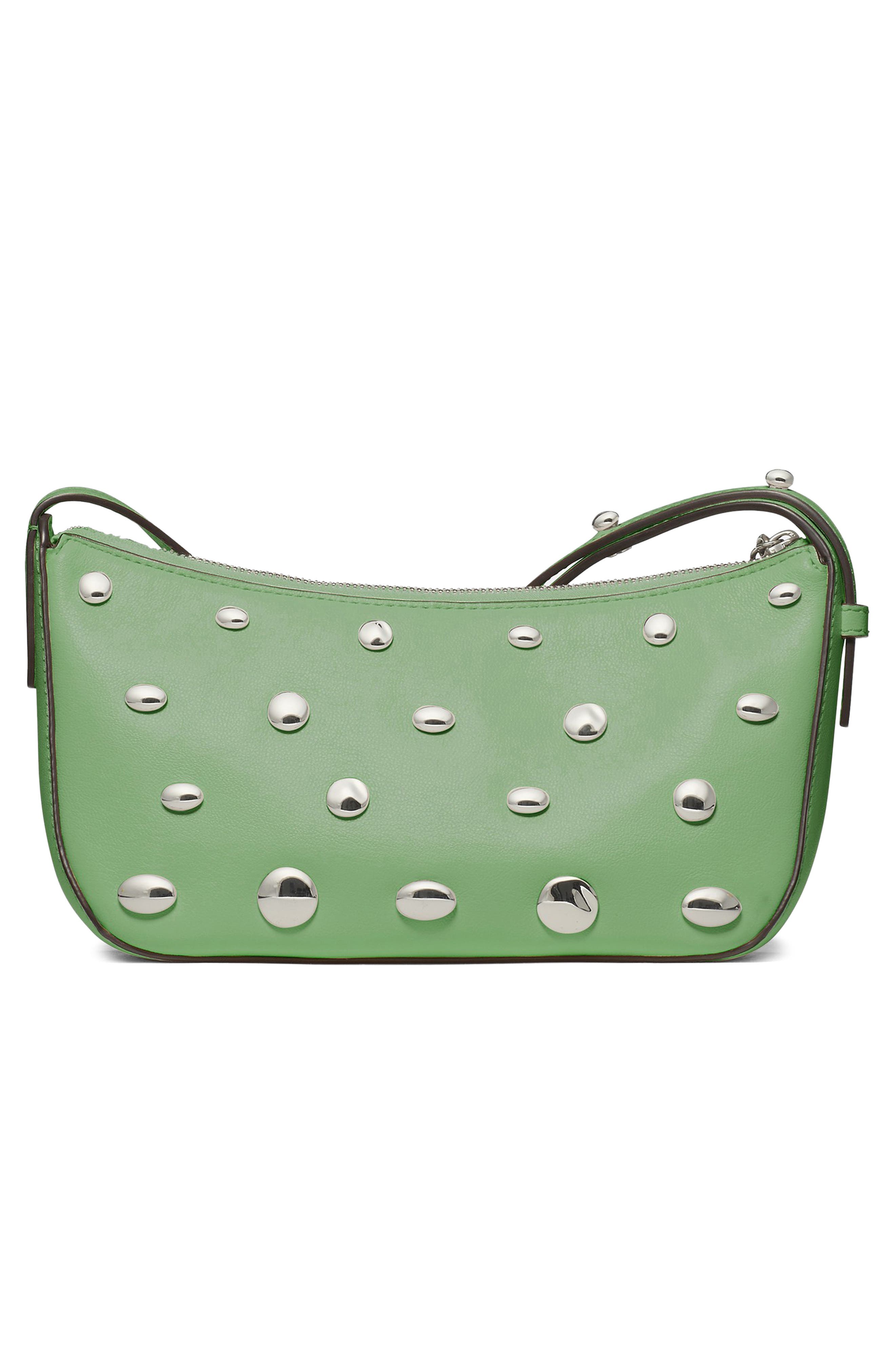 Kate Spade New York halo studded fine grain leather crossbody, Alternate, color, Crisp Sage