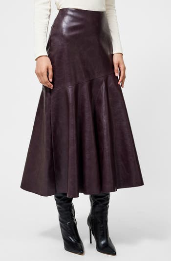 French Connection Kayleigh Pleated Faux Leather Midi Skirt Nordstrom